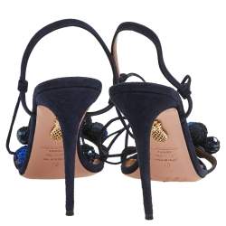 مملوكة مسبقًا صندل أكوازورا  ديسكو سويدي أزرق وترتر بحزام للكاحل مقاس 40 