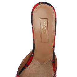 Pre Owned صندل سلايد أكوازورا مينوركا كانفاس أحمر مطبوع مقاس 36