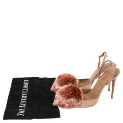 Pre Owned Aquazzura Beige Suede Powder Puff Pointed Toe Slingback Sandals Size 36.5