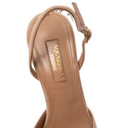 Pre Owned Aquazzura Beige Suede Powder Puff Pointed Toe Slingback Sandals Size 36.5