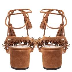 Pre Owned صندل أكوازورا ملتف حول الكاحل وايلد ثينغ سويدي بني مقاس 38