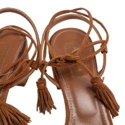 Pre Owned صندل أكوازورا ملتف حول الكاحل وايلد ثينغ سويدي بني مقاس 38