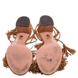 Pre Owned صندل أكوازورا ملتف حول الكاحل وايلد ثينغ سويدي بني مقاس 38