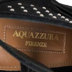 Pre Owned Aquazzura Black Suede Studded Sandals Size 38