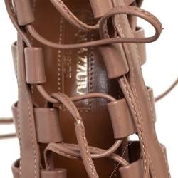 Pre Owned Aquazzura Beige Suede and Leather Amazon Ankle Wrap Pumps Size 38