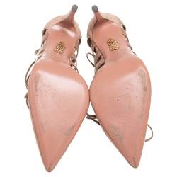 Pre Owned Aquazzura Beige Suede and Leather Amazon Ankle Wrap Pumps Size 38