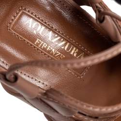 Pre Owned Aquazzura Beige Suede and Leather Amazon Ankle Wrap Pumps Size 38