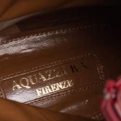 Pre Owned Aquazzura Red Leather Quant Pointed Toe Ankle Booties Size 36.5