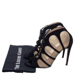 Pre Owned حذاء بوتيز أكوازورا اليا سويدي ودانتيل أسود مقاس 39