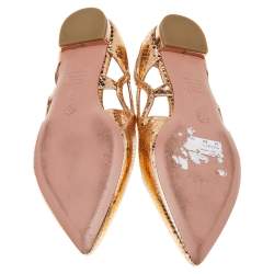 مملوكة مسبقًا حذاء باليرينا فلات أكوازورا جلد نقشة الثعبان ذهبي مقاس 37