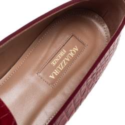 Pre Owned Aquazzura Burgundy Alligator Leather Slip On Loafers Size 37.5
