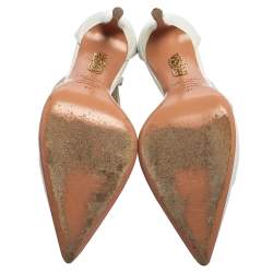 مملوكة مسبقًا حذاء كعب عالي أكوازورا هالو لوفر جلد أبيض سير كاحل مقاس 37