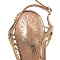 مملوكة مسبقًا صندل أكوازور ا جوزفين جلد ذهبي ميتاليك سير كاحل مقاس 37.5