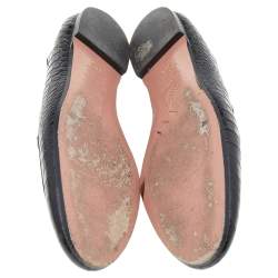 Pre Owned Aquazzura Black Croc Embossed Leather Slip on Loafers Size 38.5