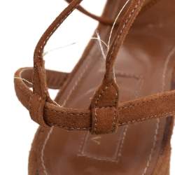 Pre Owned Aquazzura Brown Suede Wild Thing Ankle-Wrap Sandals Size 36