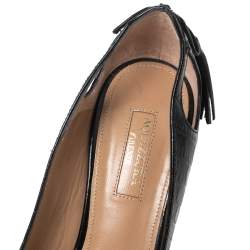 مملوكة مسبقًا Aquazzura Black Croc Embossed Leather Marilyn Pumps Size 37.5