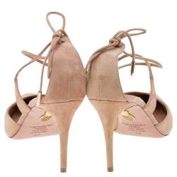 Pre Owned Aquazzura Beige Suede Matilde Cross Straps Sandals Size 36