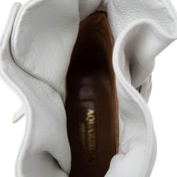 مملوكة مسبقًا Aquazzura White  Leather Tribeca Ankle Boots Size 39.5