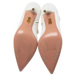 مملوكة مسبقًا Aquazzura White  Leather Tribeca Ankle Boots Size 39.5