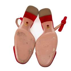 Pre Owned Aquazzura Red Suede and PVC Optic Slingback Pumps Size 40.5