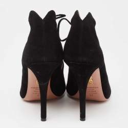 Pre Owned Aquazzura Black Suede C'est Chic Sandals Size 37