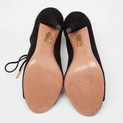 Pre Owned Aquazzura Black Suede C'est Chic Sandals Size 37