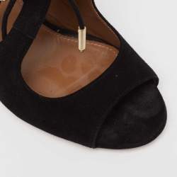Pre Owned Aquazzura Black Suede C'est Chic Sandals Size 37