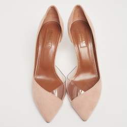 Aquazzura Beige Suede and PVC Eclipse Pumps Size 36.5
