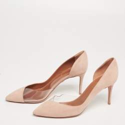 Aquazzura Beige Suede and PVC Eclipse Pumps Size 36.5