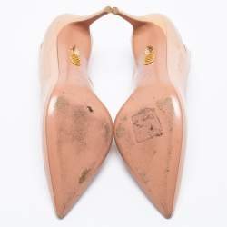 مملوكة مسبقًا Aquazzura Nude Pink Patent Leather Cut-Out Pointed-Toe Pumps Size 37