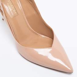 مملوكة مسبقًا Aquazzura Nude Pink Patent Leather Cut-Out Pointed-Toe Pumps Size 37
