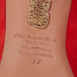 Pre Owned Aquazzura Red Suede Tango Curvy Lace-Up Sandals Size 37