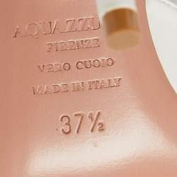 Pre Owned صندل سلايد أكوازورا ويش جلد أبيض مرصع مقاس 37.5