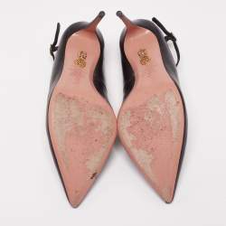 Pre Owned Aquazzura Black Leather Dolce Vita Ankle-Strap Pumps Size 40