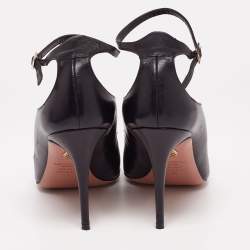 Pre Owned Aquazzura Black Leather Dolce Vita Ankle-Strap Pumps Size 40