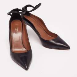 Pre Owned Aquazzura Black Leather Dolce Vita Ankle-Strap Pumps Size 40