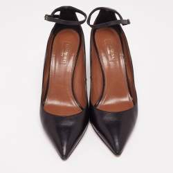 Pre Owned Aquazzura Black Leather Dolce Vita Ankle-Strap Pumps Size 40