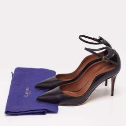 Pre Owned Aquazzura Black Leather Dolce Vita Ankle-Strap Pumps Size 40