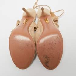 Pre Owned Aquazzura Beige Suede Sexy Thing Cutout Sandals Size 40