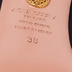 Pre Owned Aquazzura Black Fabric Crystal Embellished Blossom Pointed Toe Mules Size 38