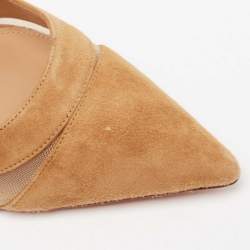 Pre Owned Aquazzura Tan Suede and Mesh Savoy Pumps Size 41