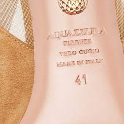 Pre Owned Aquazzura Tan Suede and Mesh Savoy Pumps Size 41