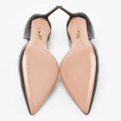 مملوكة مسبقًا حذاء كعب عالي أكوازورا شارب بلاستيك مشمع وجلد أسود مقدمة مدببة مقاس 39