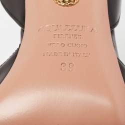 مملوكة مسبقًا حذاء كعب عالي أكوازورا شارب بلاستيك مشمع وجلد أسود مقدمة مدببة مقاس 39