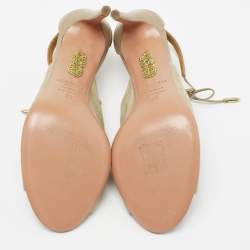 Pre Owned Aquazzura Khaki Green Suede Ankle Tie Sandals Size 36