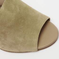 Pre Owned Aquazzura Khaki Green Suede Ankle Tie Sandals Size 36