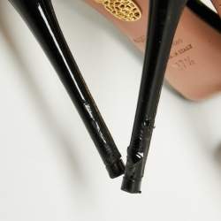 مملوكة مسبقًا Aquazzura Black/Gold Patent Leather Pina Colada Ankle Strap Sandals Size 37.5