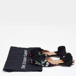 Pre Owned Aquazzura Multicolor Floral Print Fabric Tassel Ankle Wrap Flat Sandals Size 36