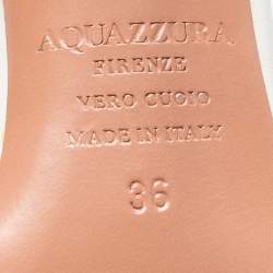 Pre Owned Aquazzura White Leather Casablanca Ankle Cuff Pumps Size 36