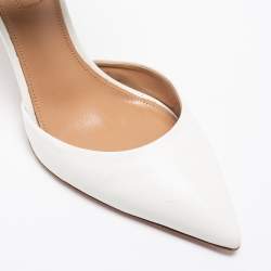 Pre Owned Aquazzura White Leather Casablanca Ankle Cuff Pumps Size 36